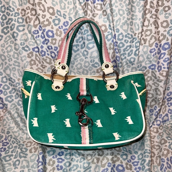 Vintage Green Juicy Couture Purse Mini Tote Bag Handbag Scottie
